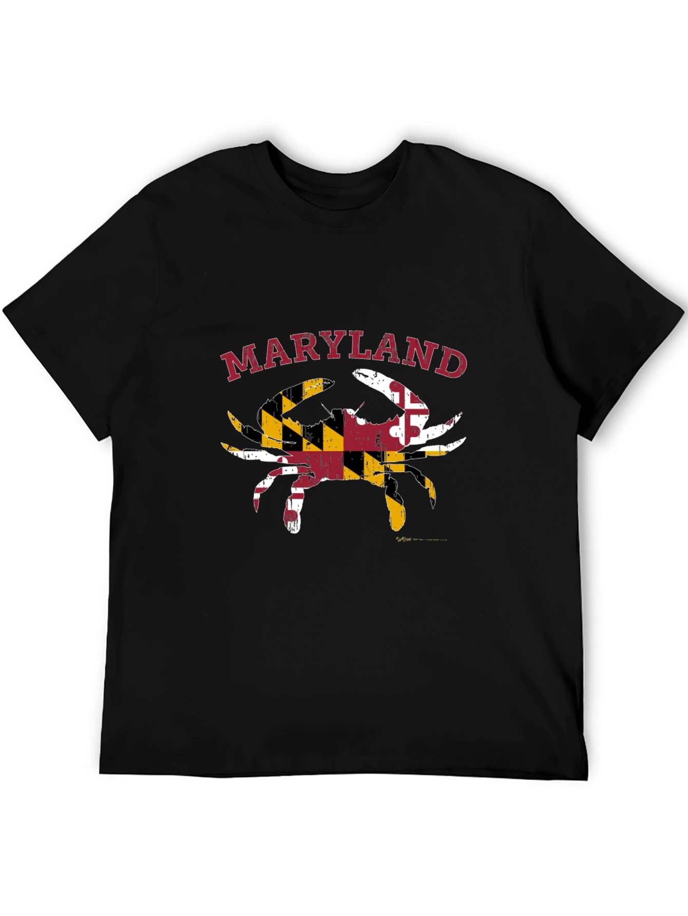 Maryland Crab State Flag T-Shirt Black