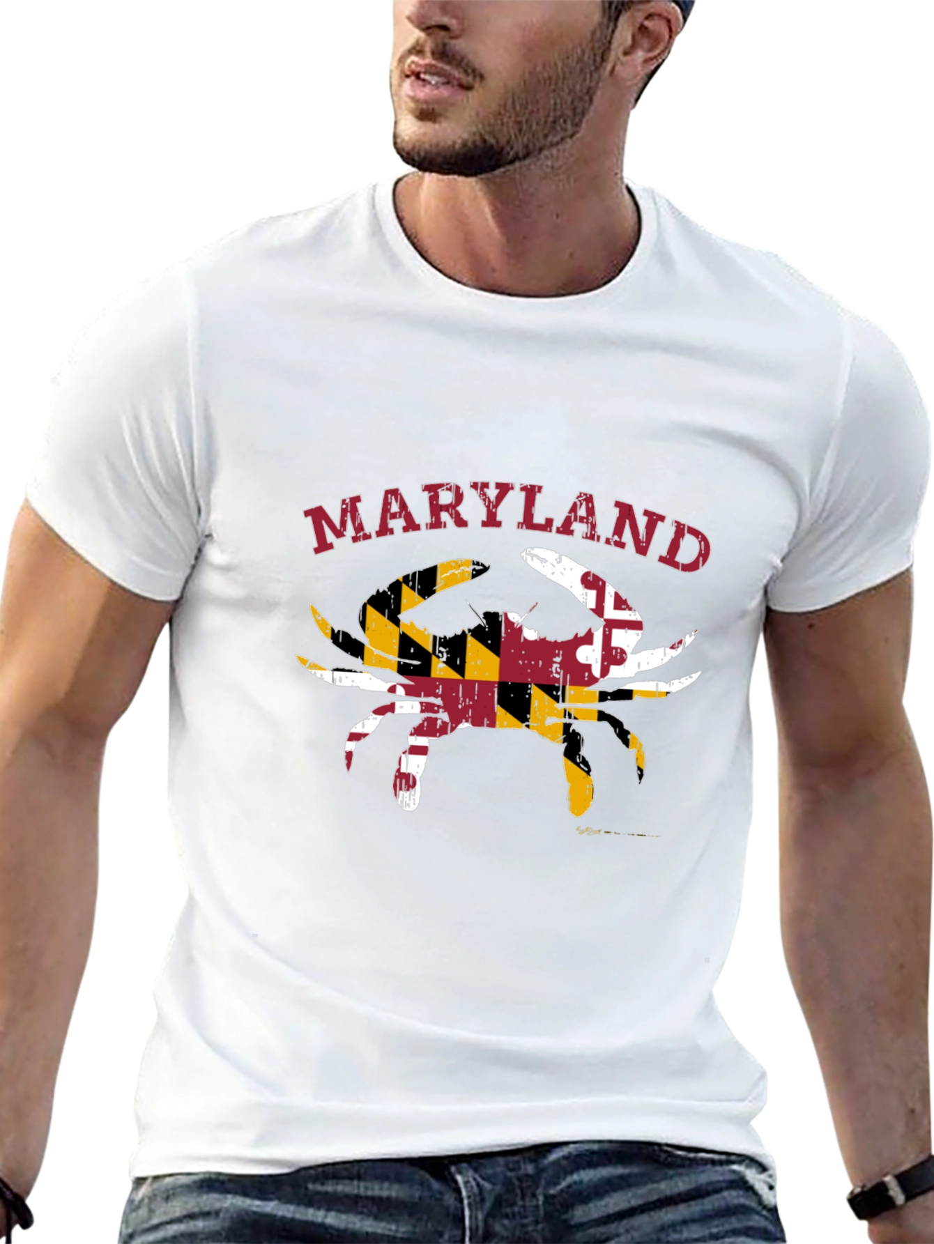 Maryland Crab State Flag T-Shirt Black