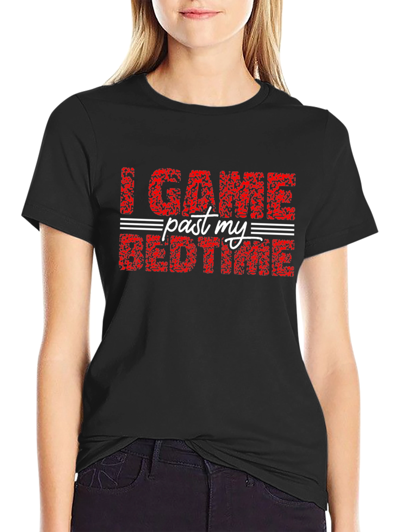 I Game Past My Bedtime Black T-Shirt