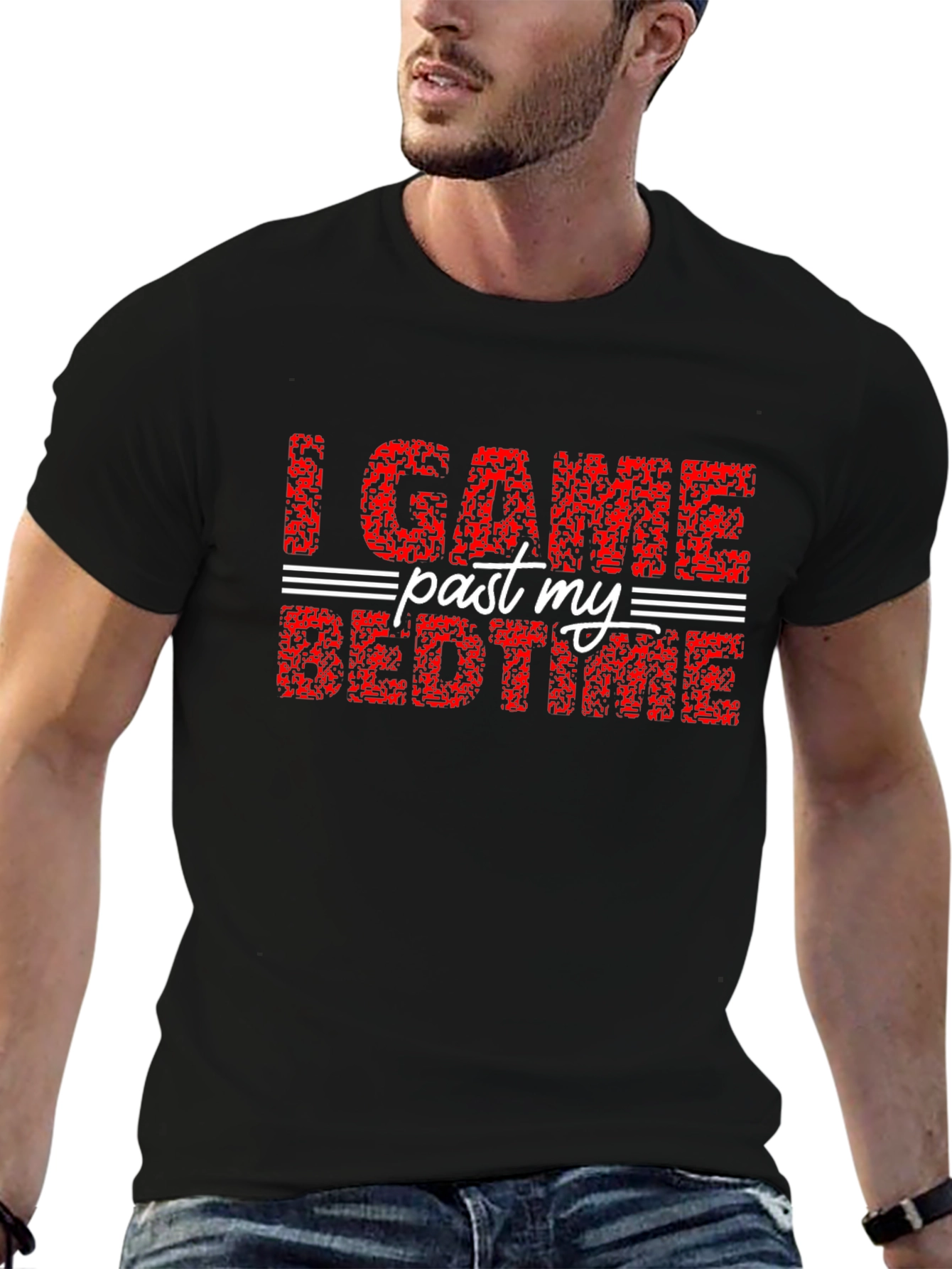 I Game Past My Bedtime Black T-Shirt