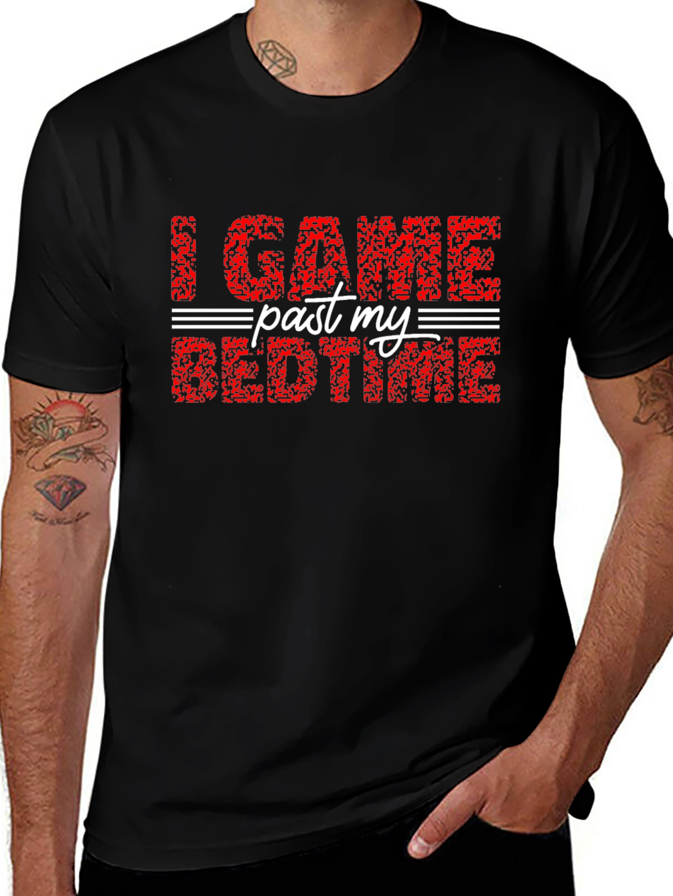 I Game Past My Bedtime Black T-Shirt