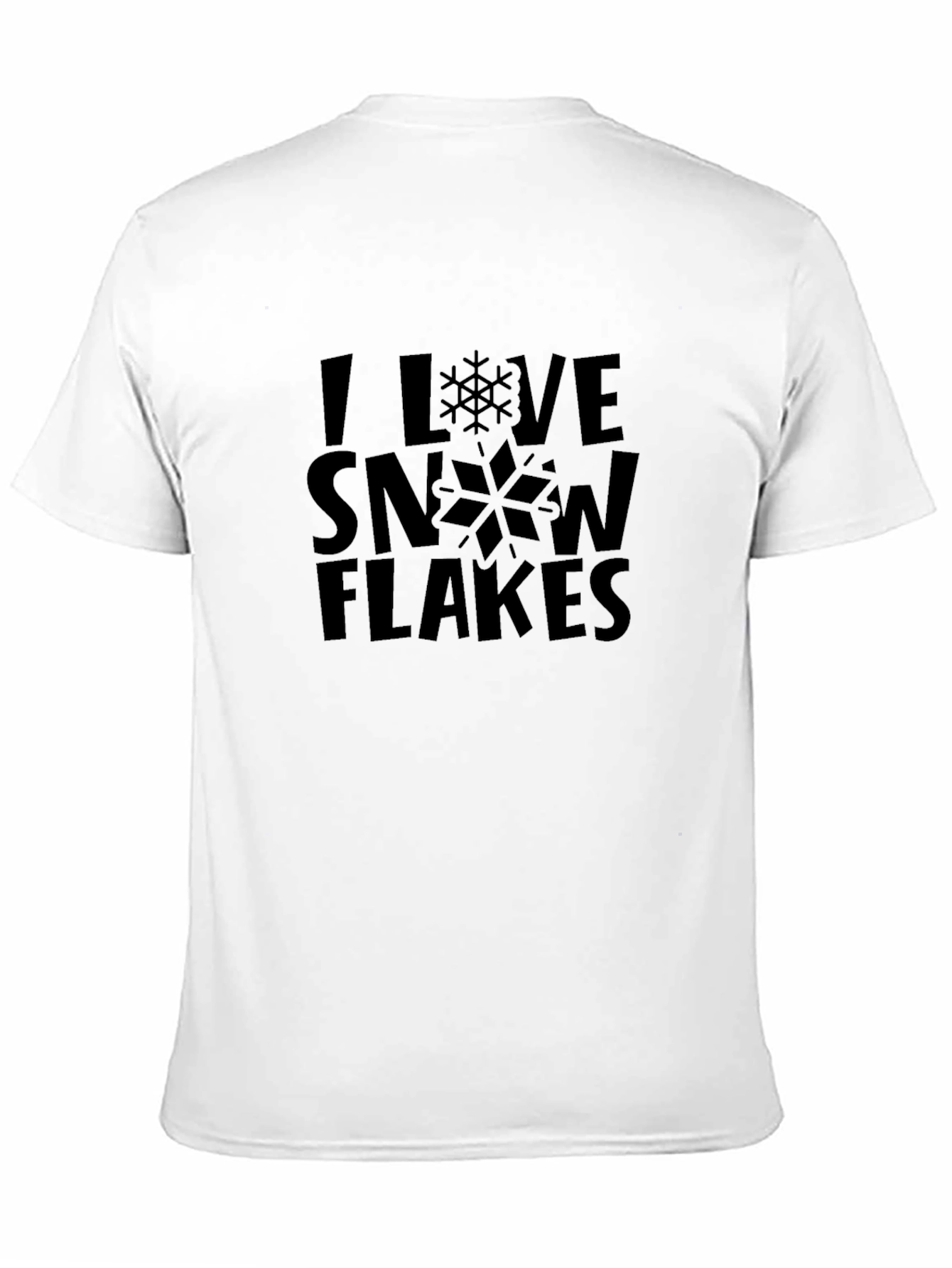 I Love Snowflakes Black Cotton Tee Shirt