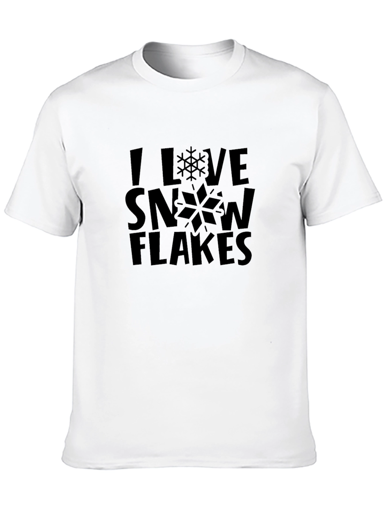 I Love Snowflakes Black Cotton Tee Shirt