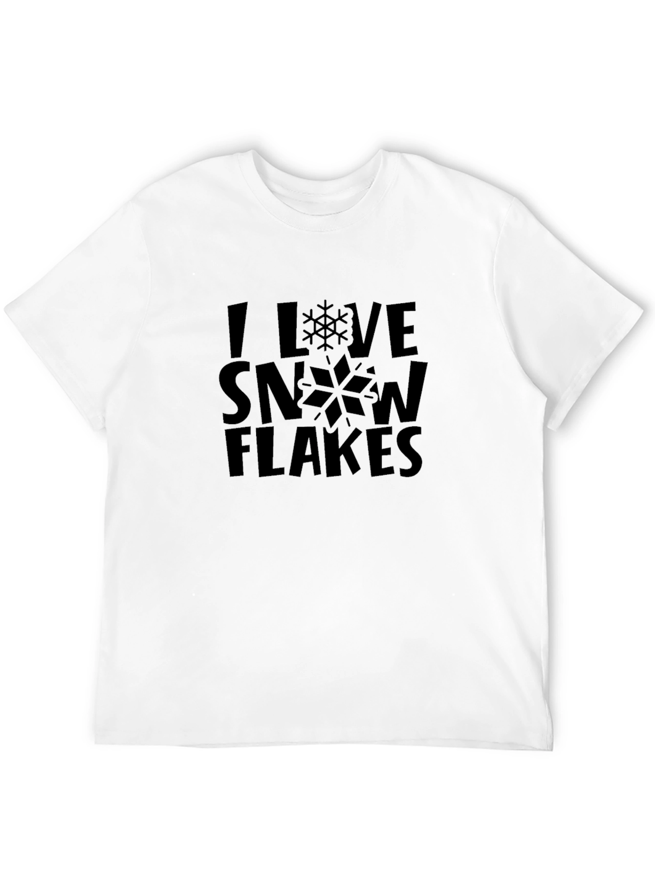 I Love Snowflakes Black Cotton Tee Shirt