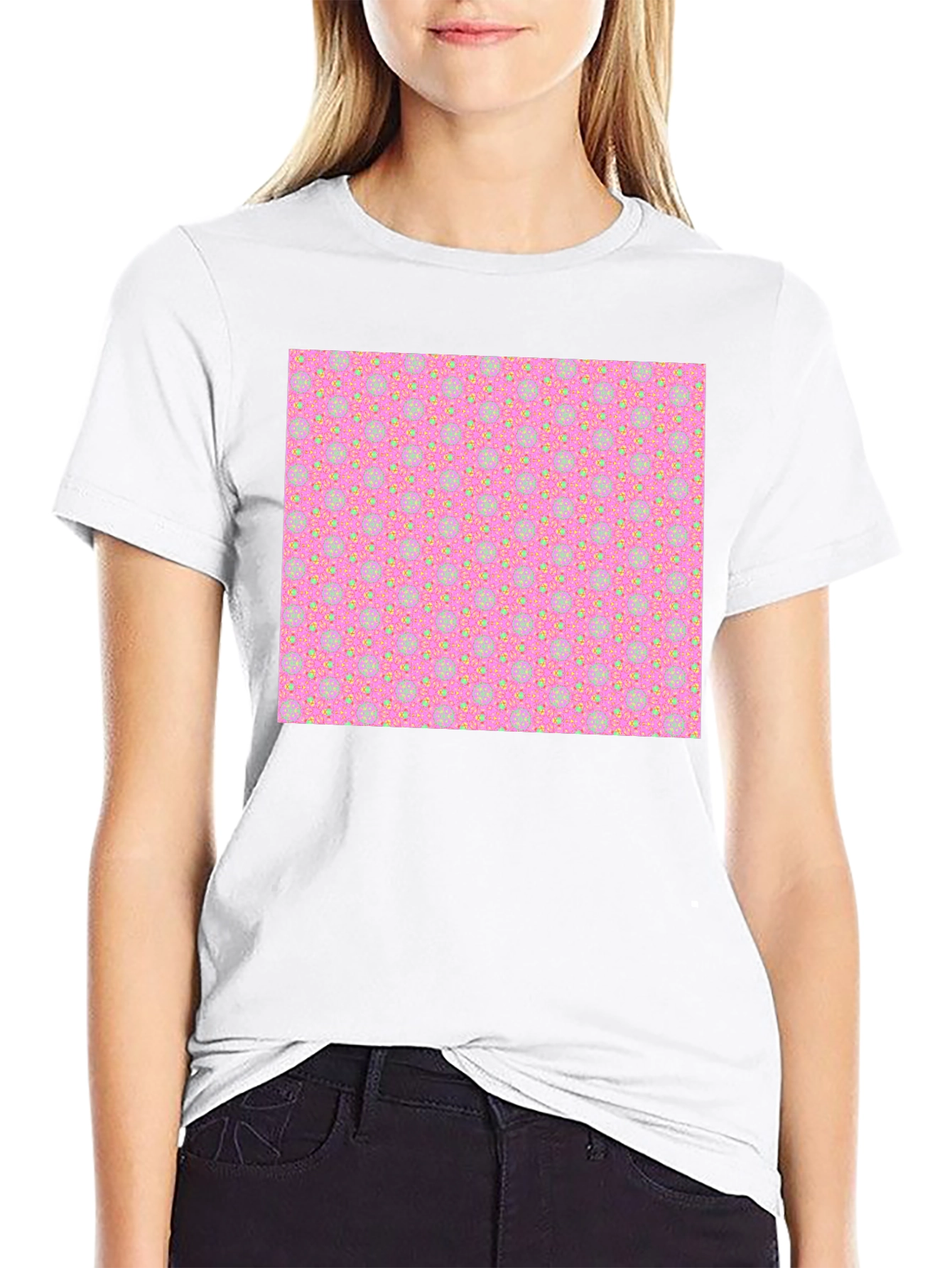 Patterned T-Shirt - Pink & Yellow Design