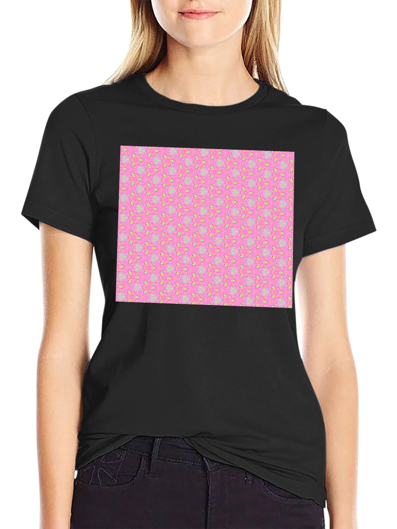 Patterned T-Shirt - Pink & Yellow Design