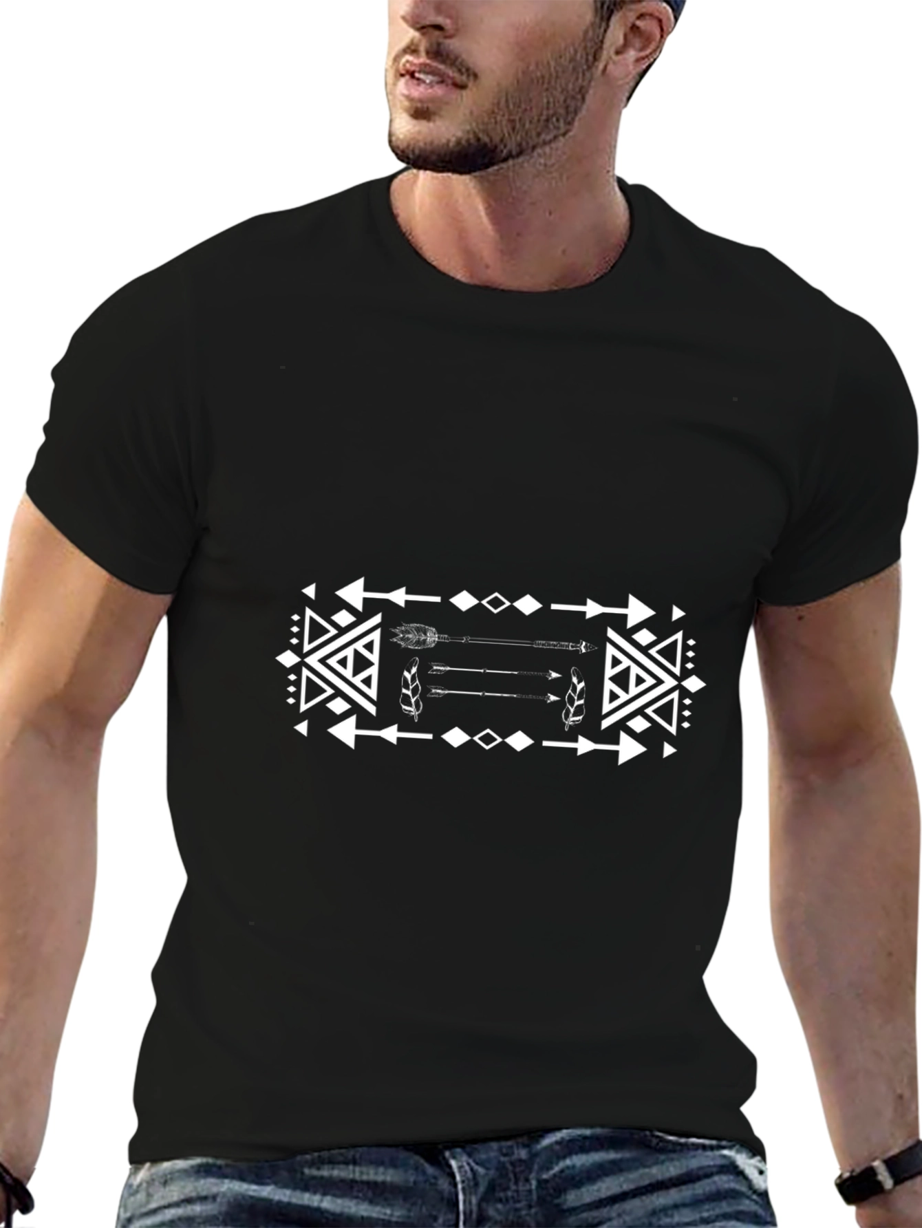Tribal Arrow Graphic Tee - Mens Black T-Shirt