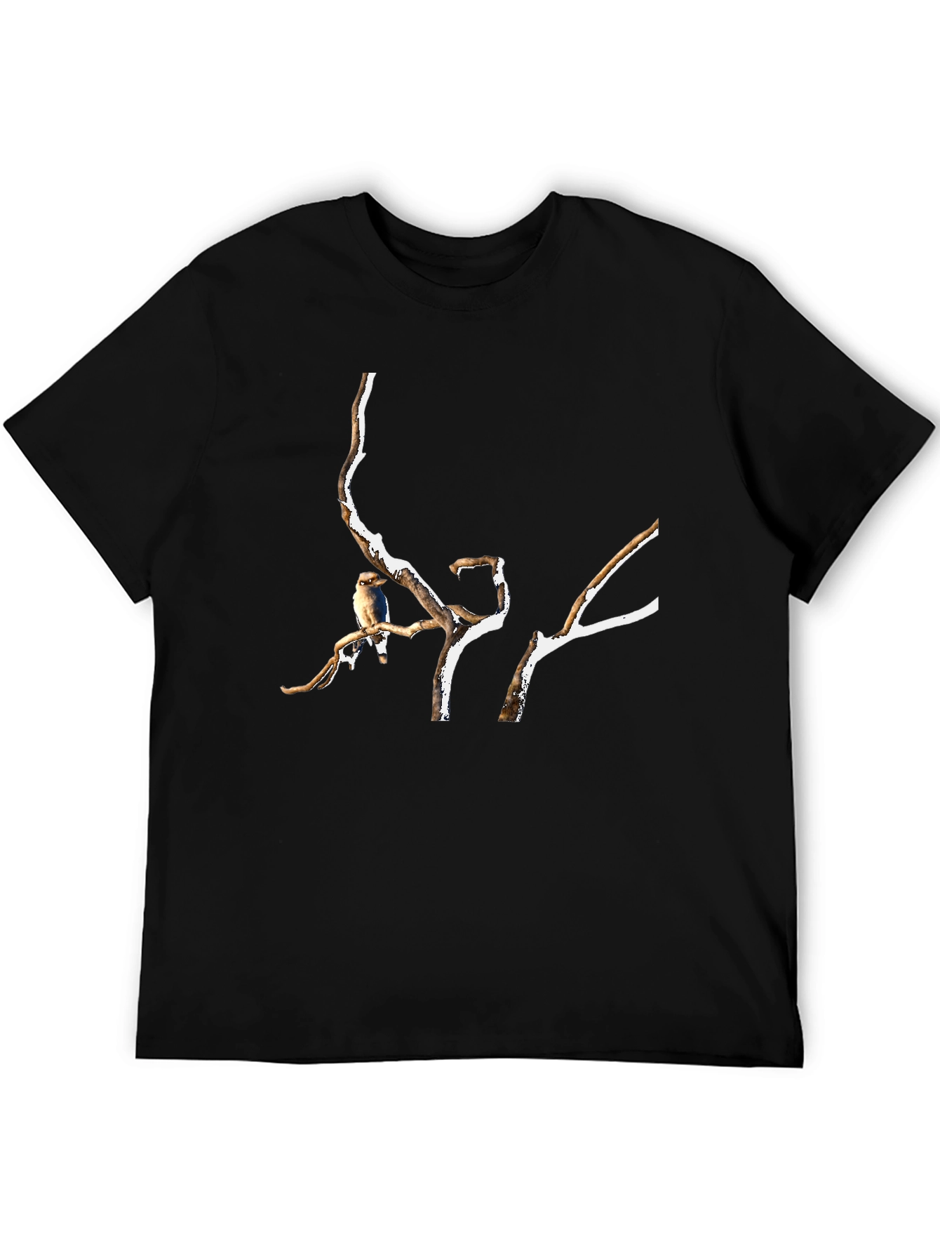 Bird on Branch Black T-Shirt