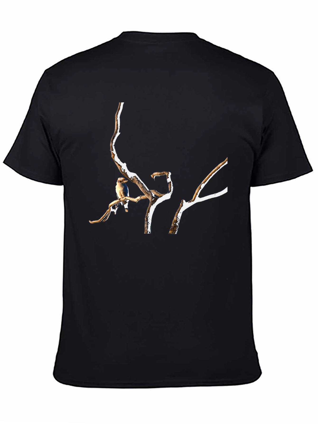 Bird on Branch Black T-Shirt