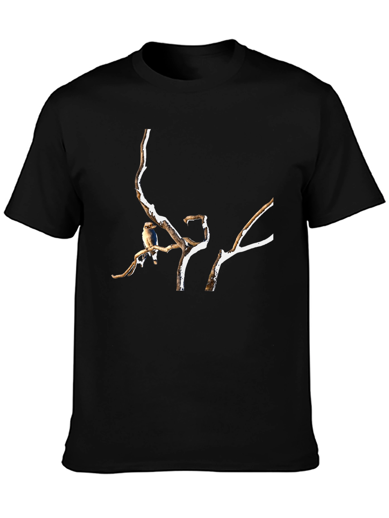 Bird on Branch Black T-Shirt