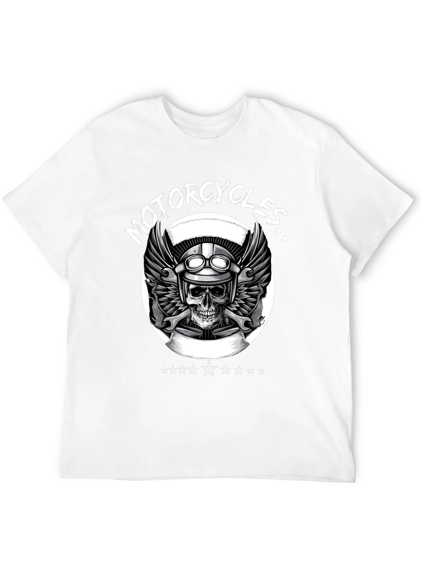 Motorcycle Skull Graphic Tee - Black Biker T-Shirt