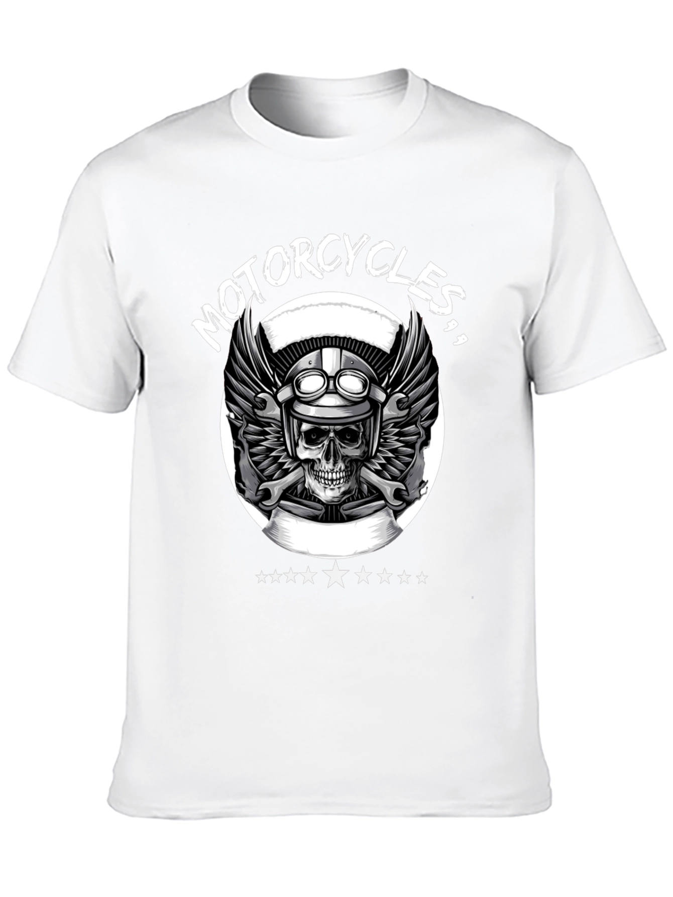 Motorcycle Skull Graphic Tee - Black Biker T-Shirt