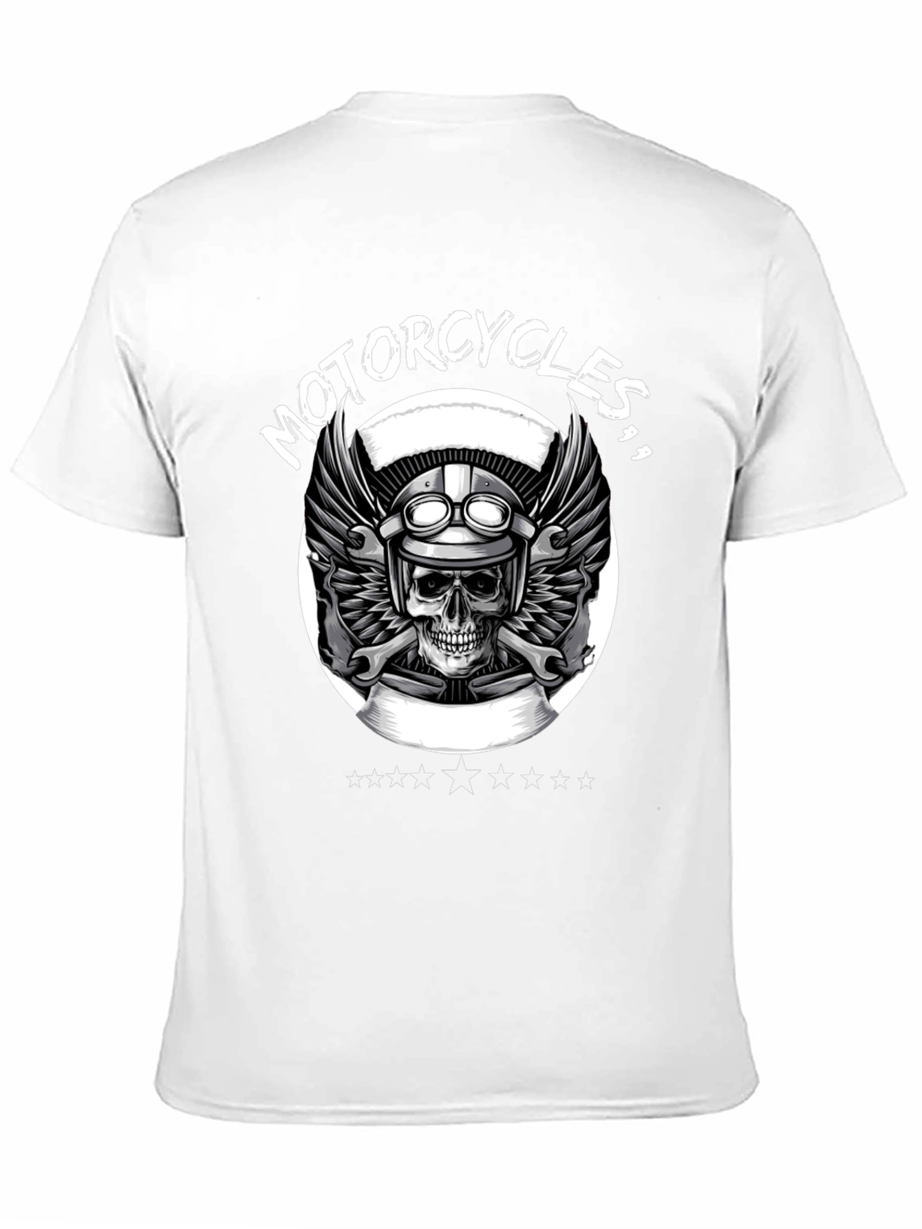 Motorcycle Skull Graphic Tee - Black Biker T-Shirt