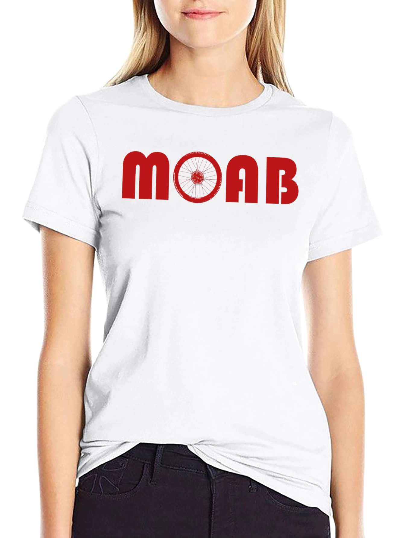 MOAB Mountain Biking T-Shirt - Red Bike Wheel Design