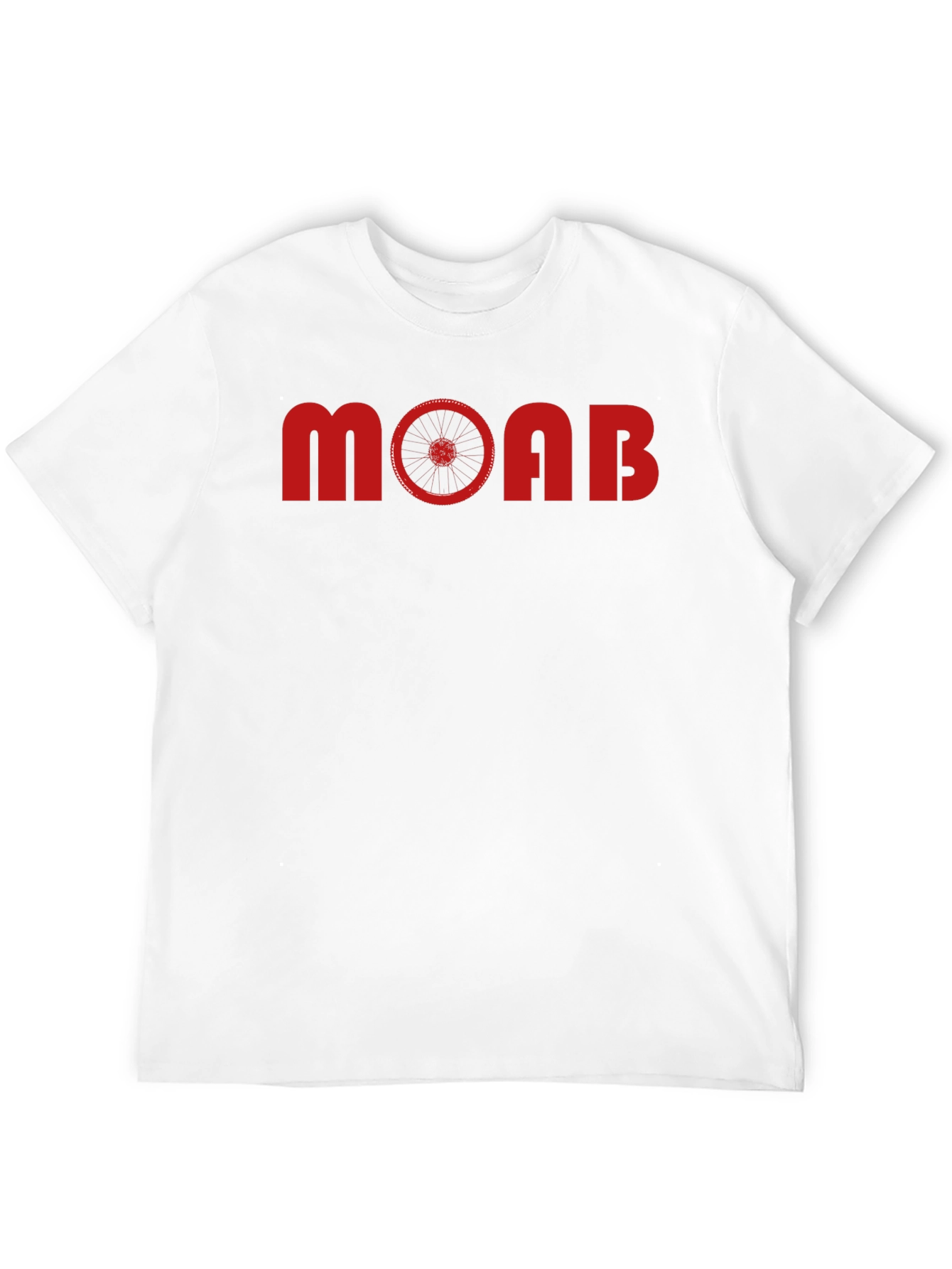 MOAB Mountain Biking T-Shirt - Red Bike Wheel Design