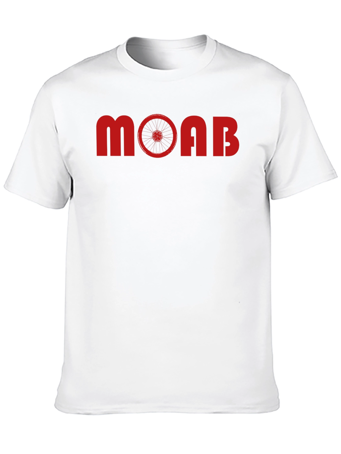 MOAB Mountain Biking T-Shirt - Red Bike Wheel Design