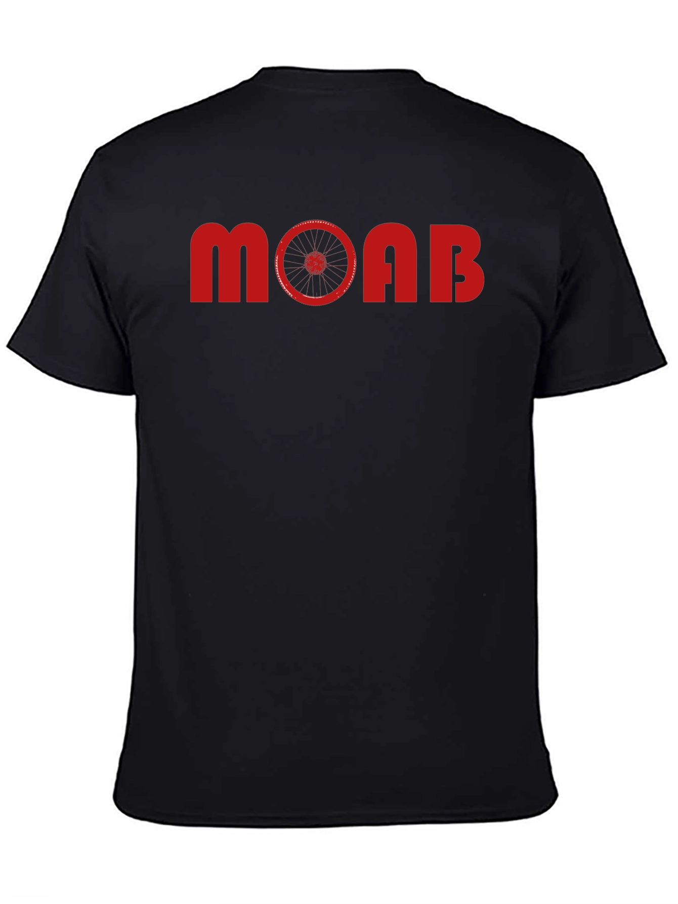 MOAB Mountain Biking T-Shirt - Red Bike Wheel Design