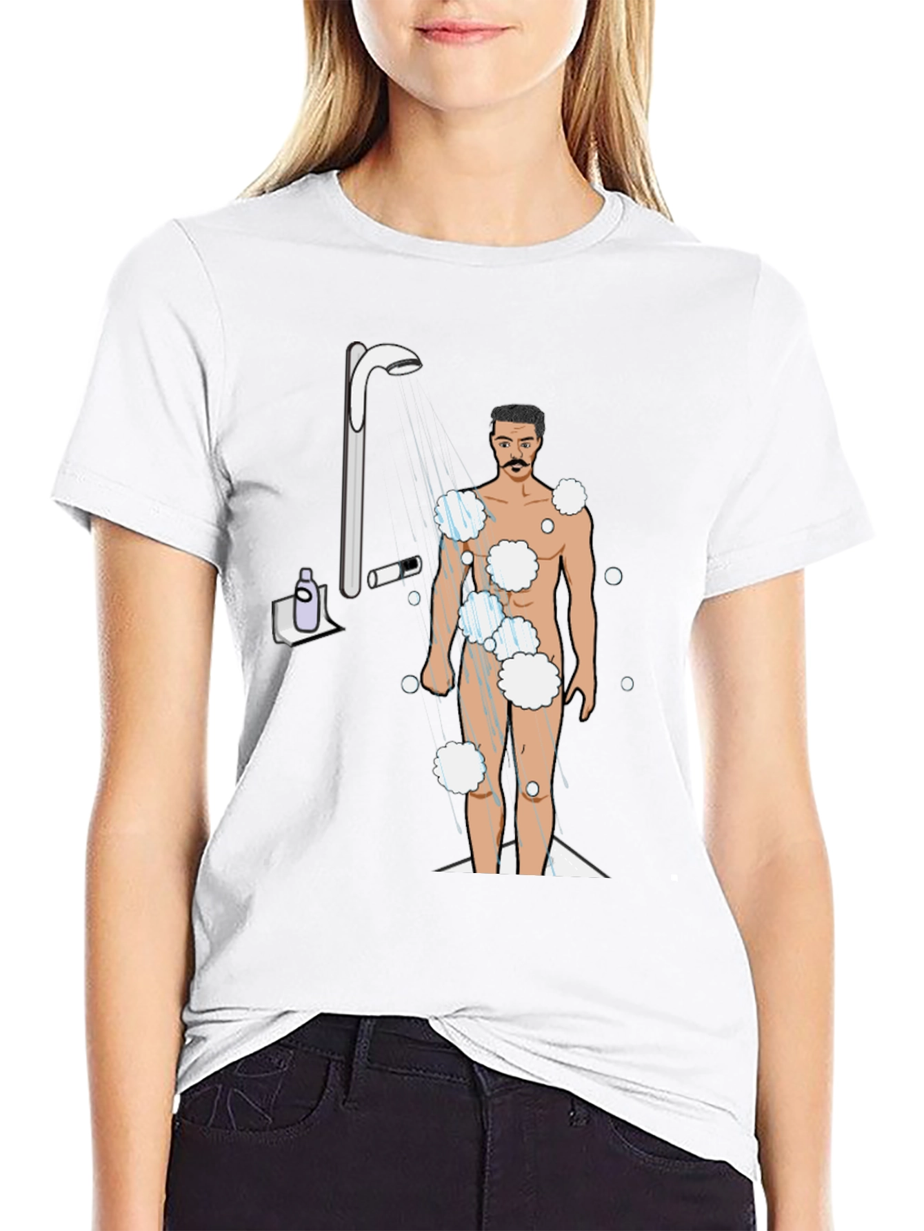 Humorous Shower Man Graphic T-Shirt