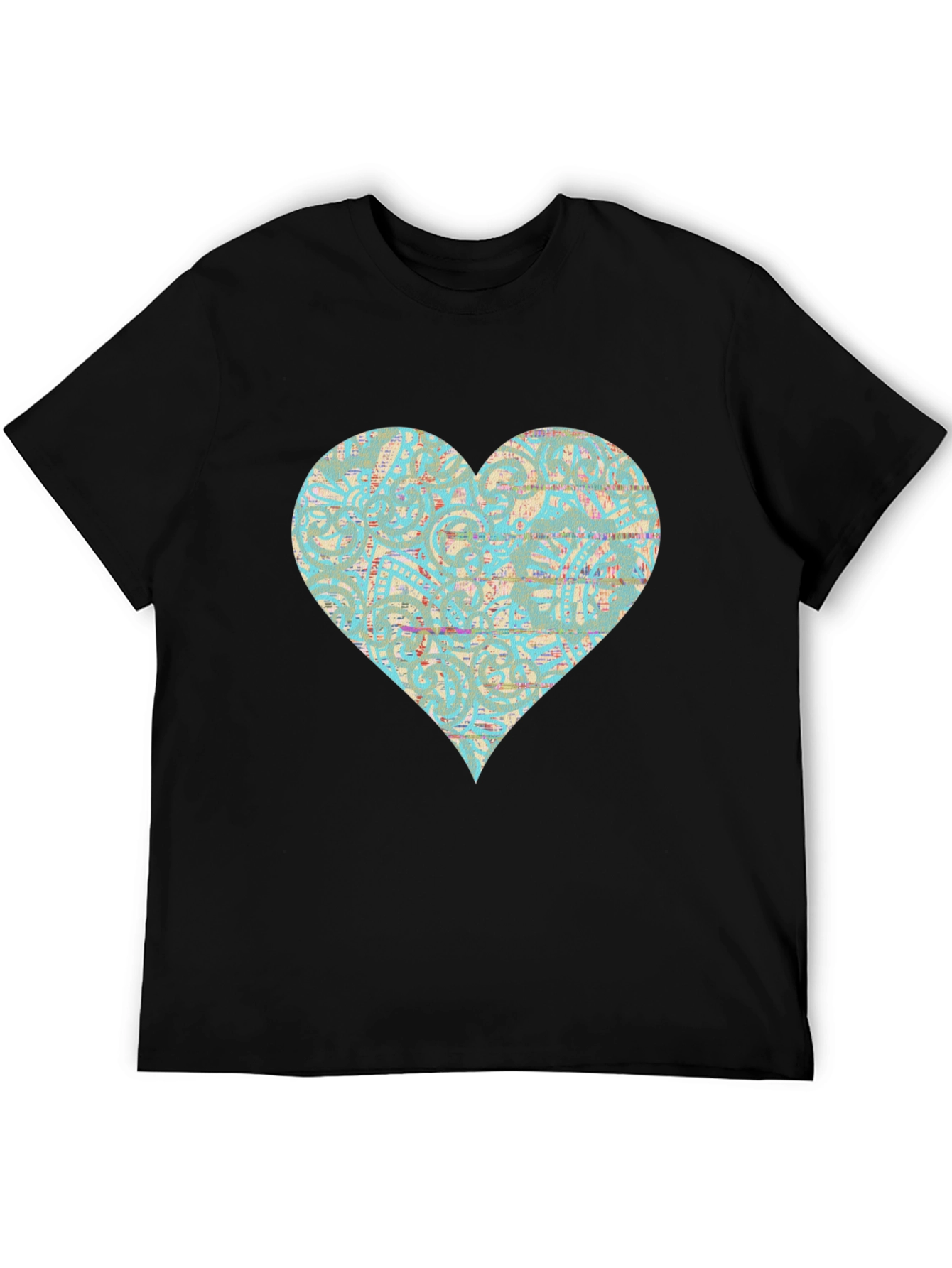 Patterned Heart Graphic Tee - Stylish Casual Wear