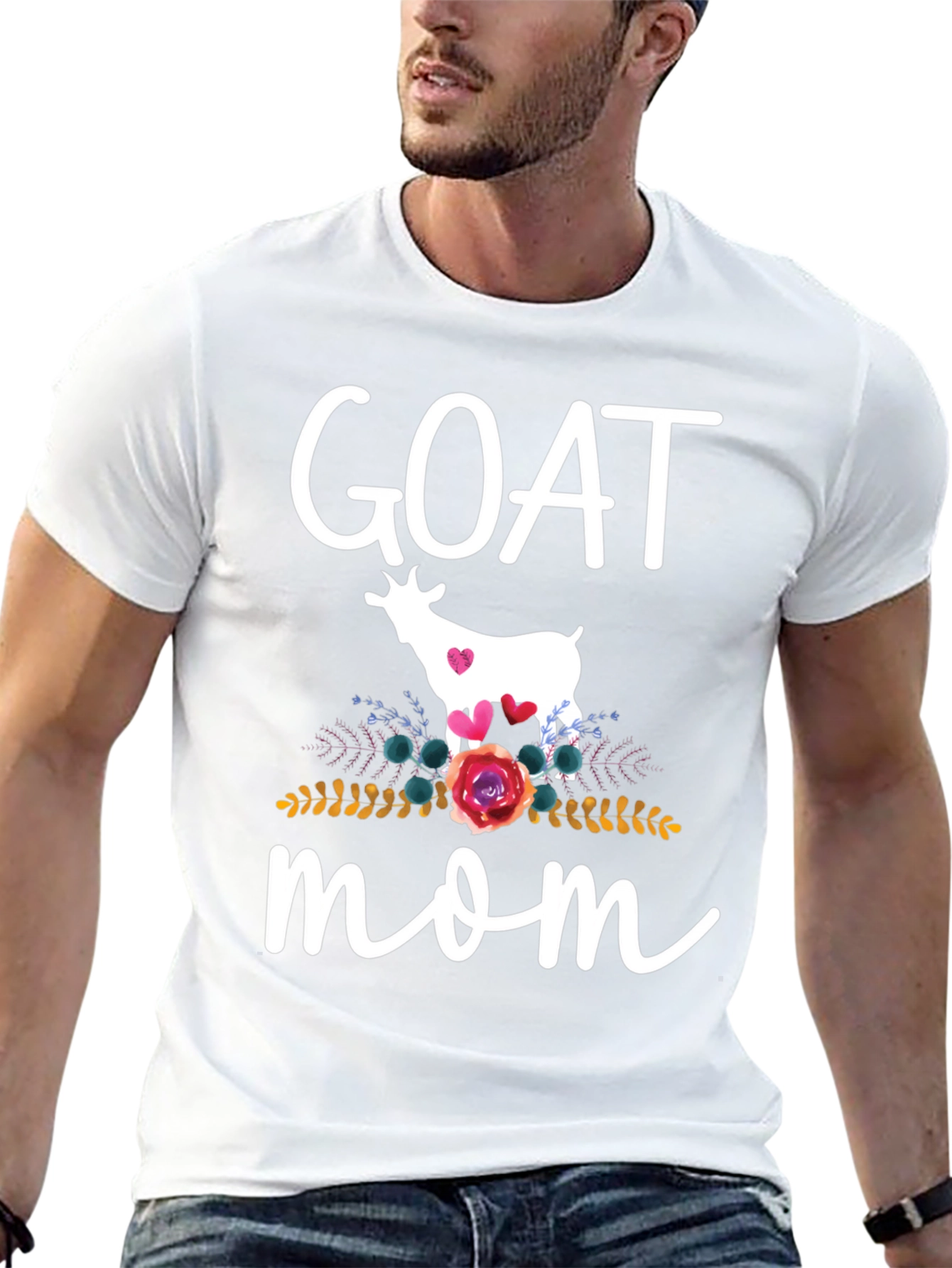 Goat Mom T-Shirt - Floral Goat Design