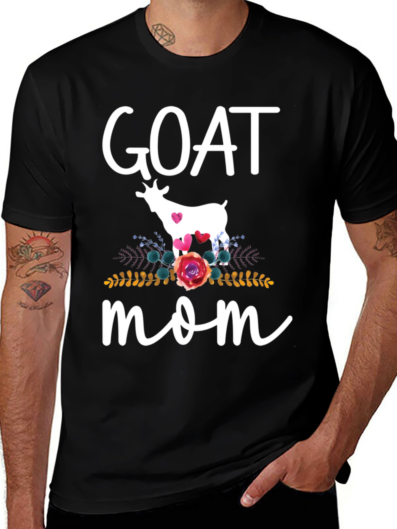 Goat Mom T-Shirt - Floral Goat Design