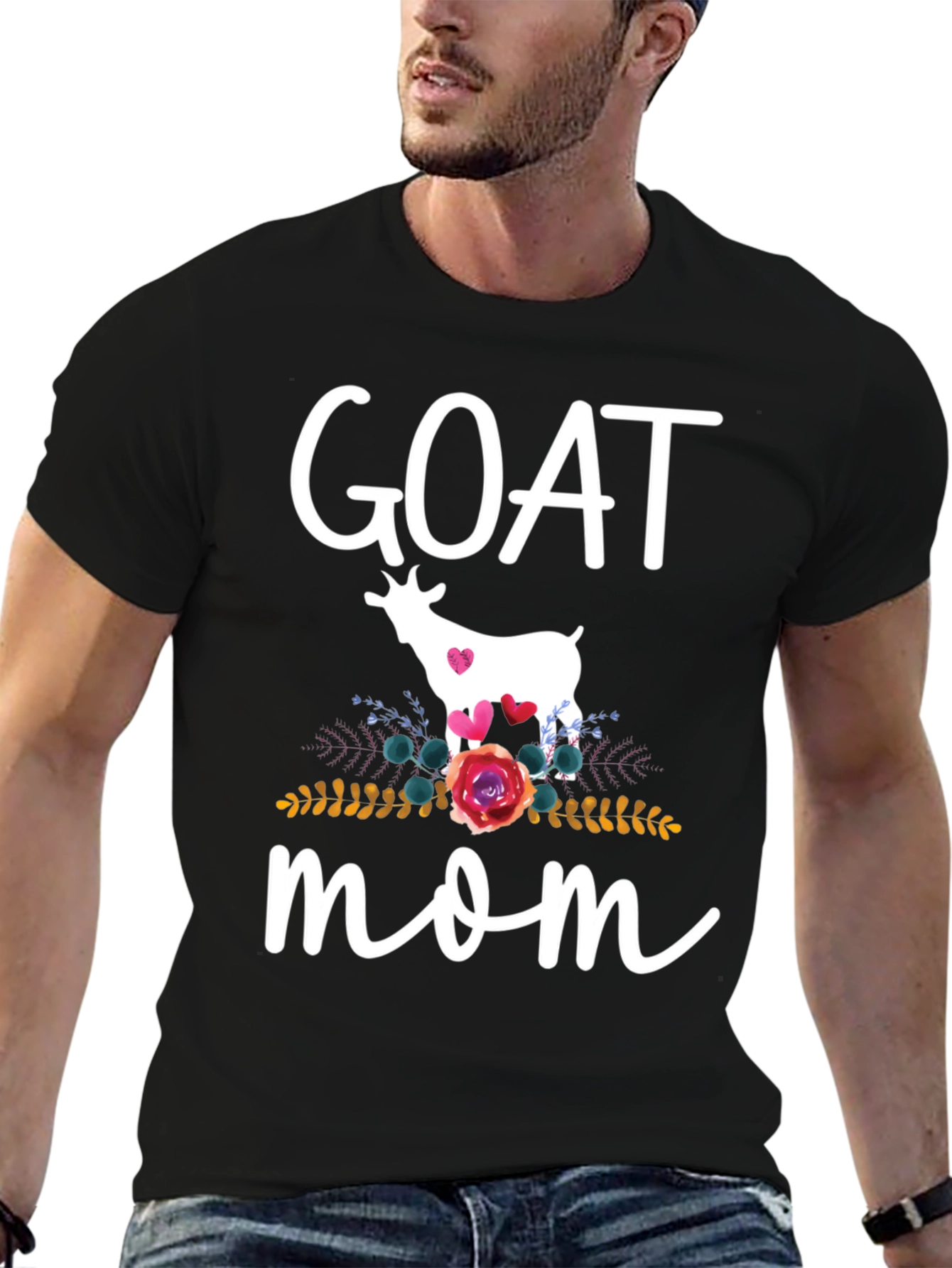 Goat Mom T-Shirt - Floral Goat Design