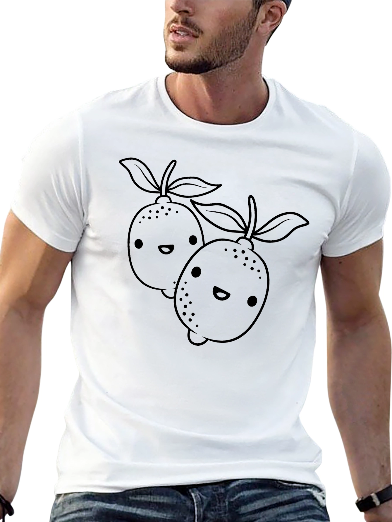 Cute Lemon Graphic Tee - Black