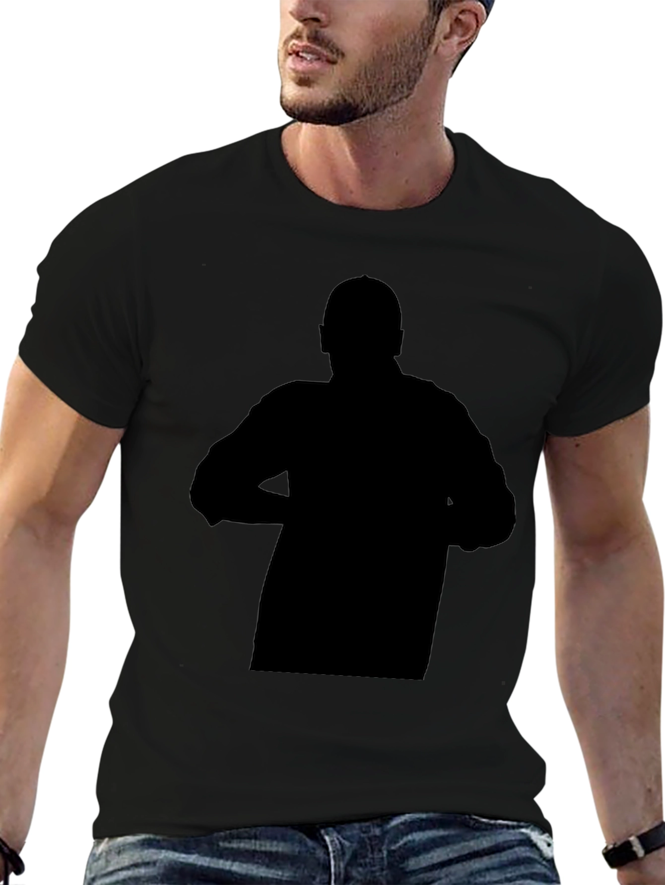 Mens Black Graphic Print Crew Neck T-Shirt