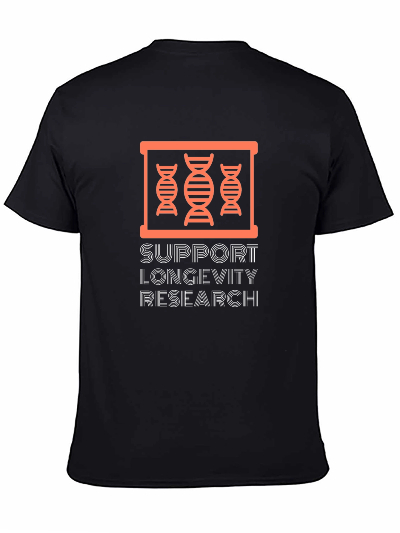 Support Longevity Research Black T-Shirt