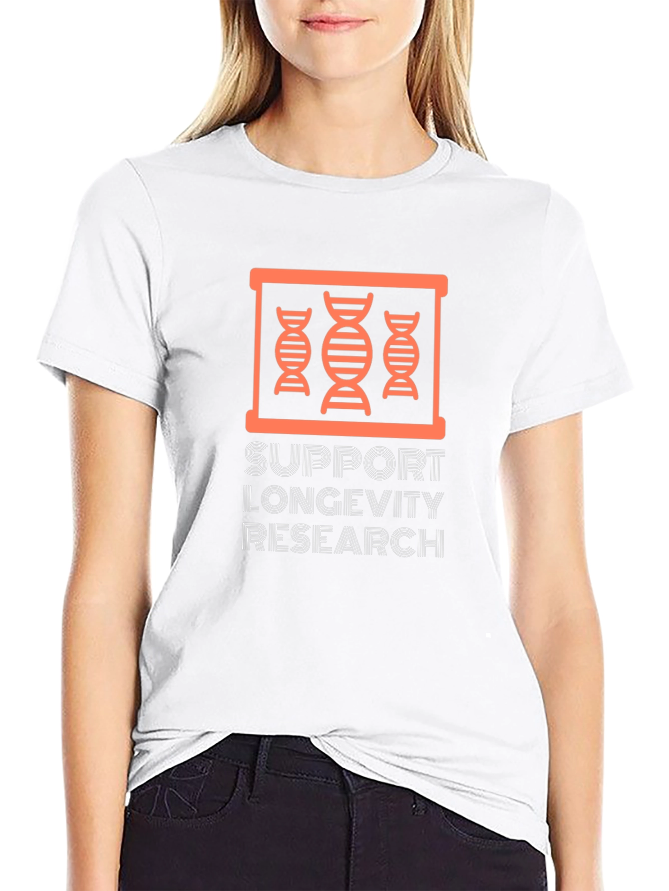 Support Longevity Research Black T-Shirt