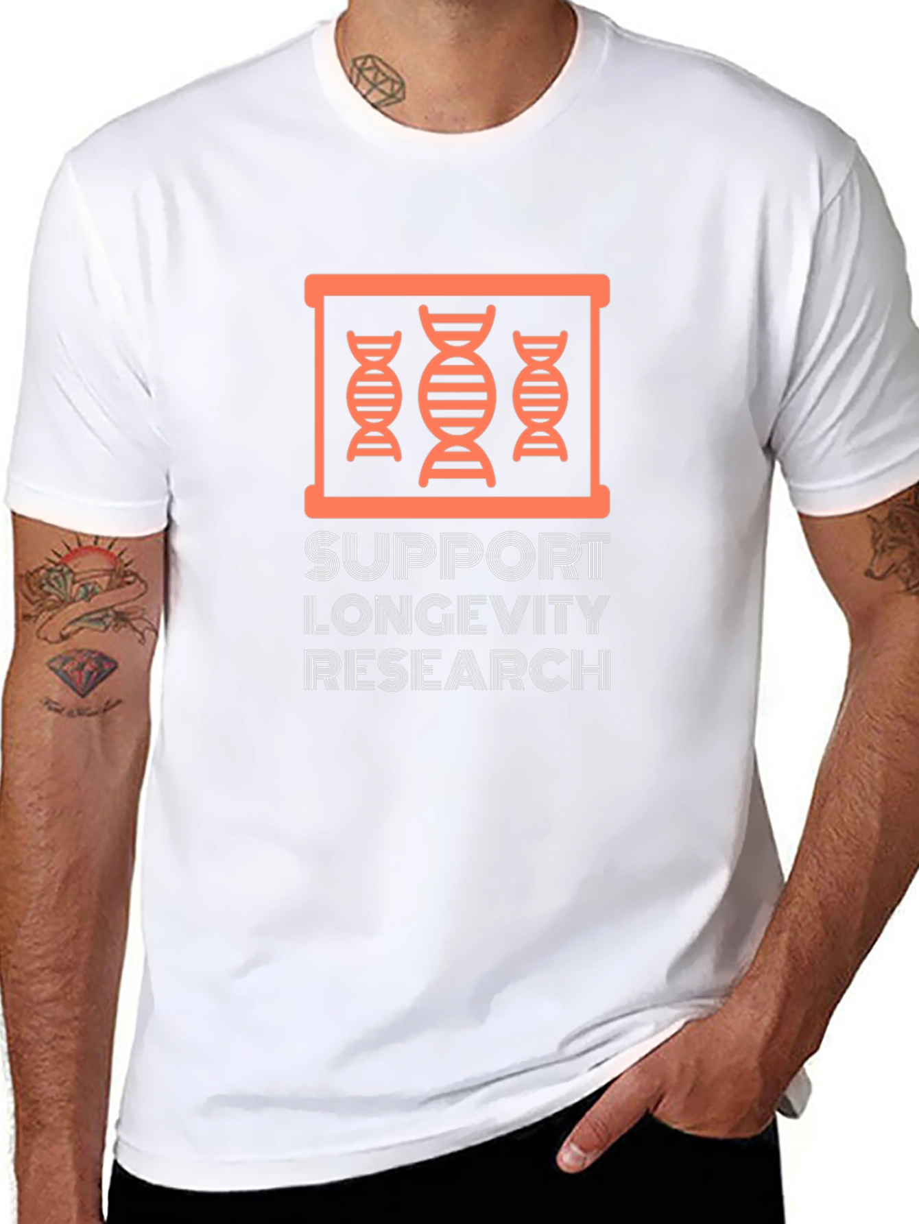 Support Longevity Research Black T-Shirt