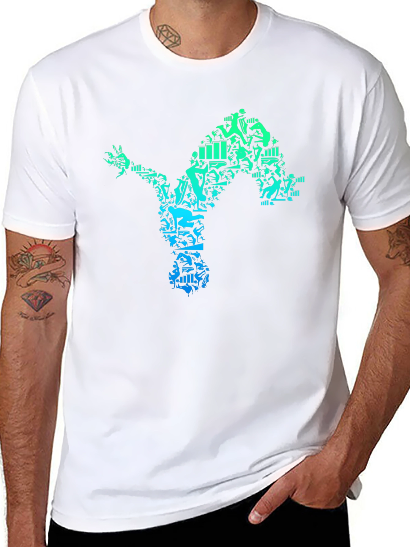 Athlete Silhouette Graphic Tee - Black
