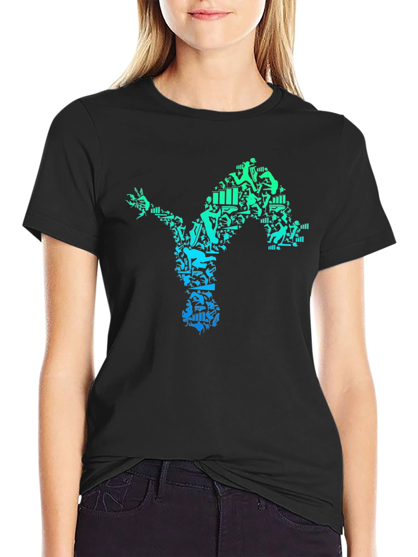 Athlete Silhouette Graphic Tee - Black