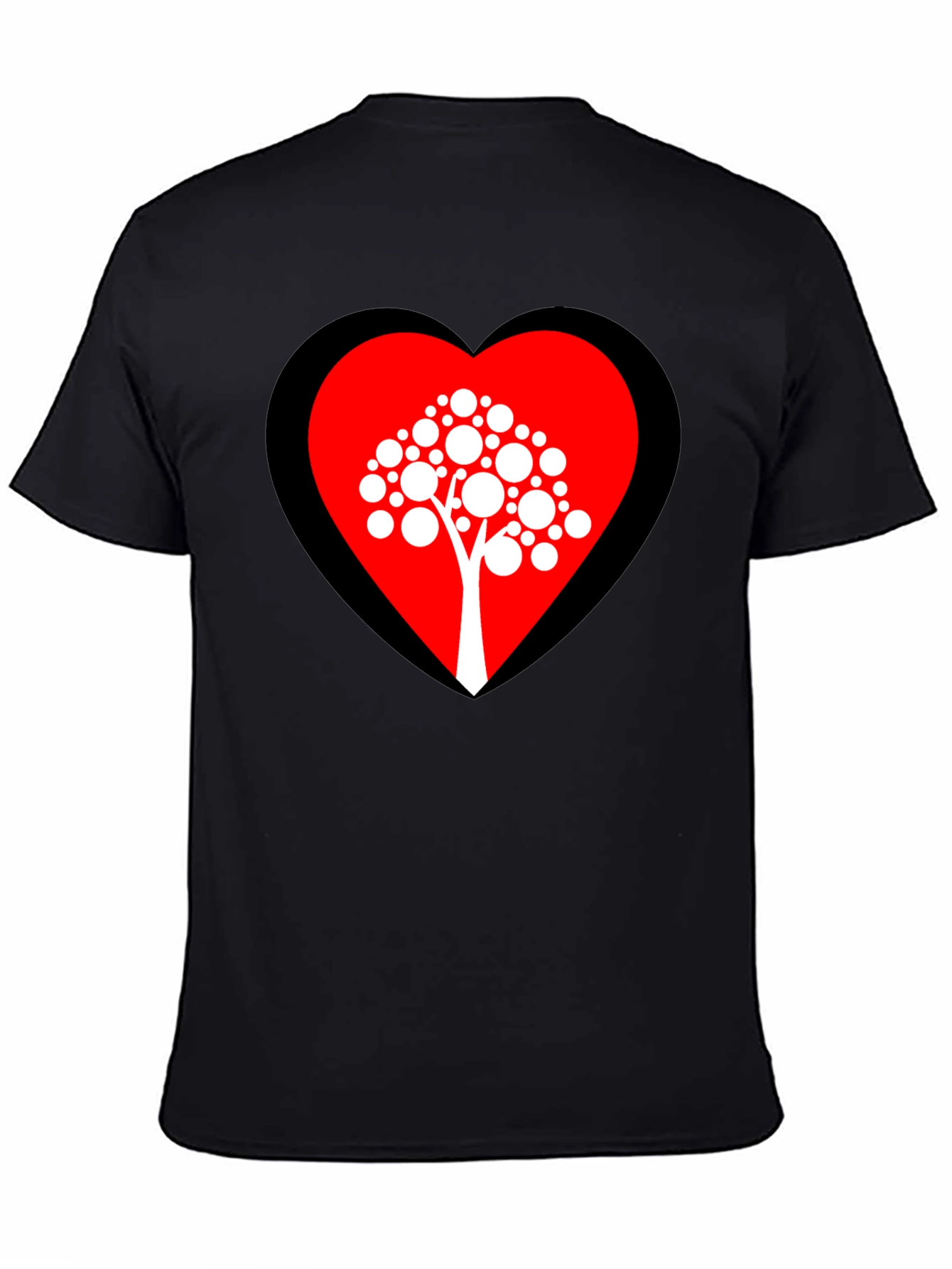 Heart Tree Graphic Tee - Black Cotton Blend Shirt