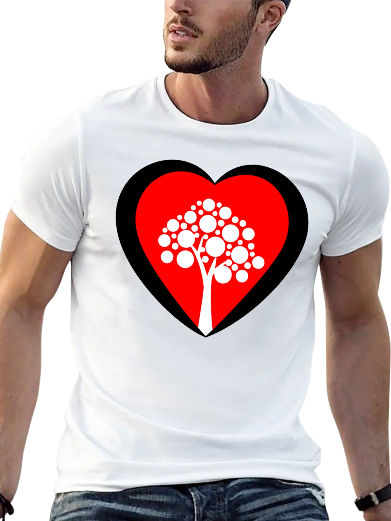 Heart Tree Graphic Tee - Black Cotton Blend Shirt