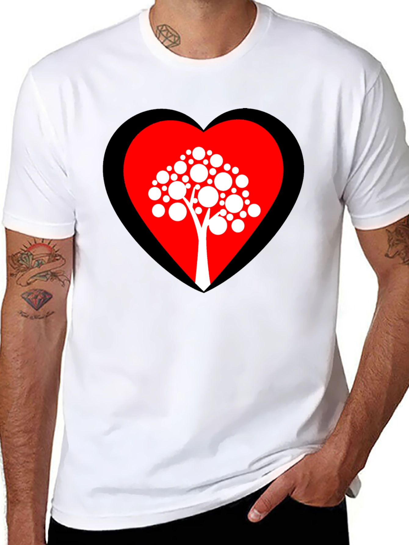 Heart Tree Graphic Tee - Black Cotton Blend Shirt