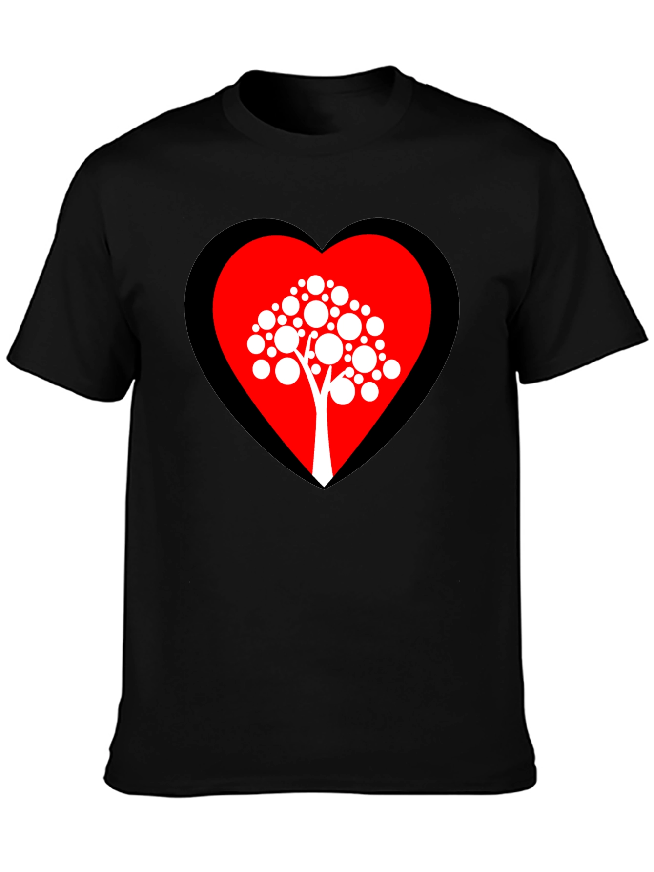 Heart Tree Graphic Tee - Black Cotton Blend Shirt