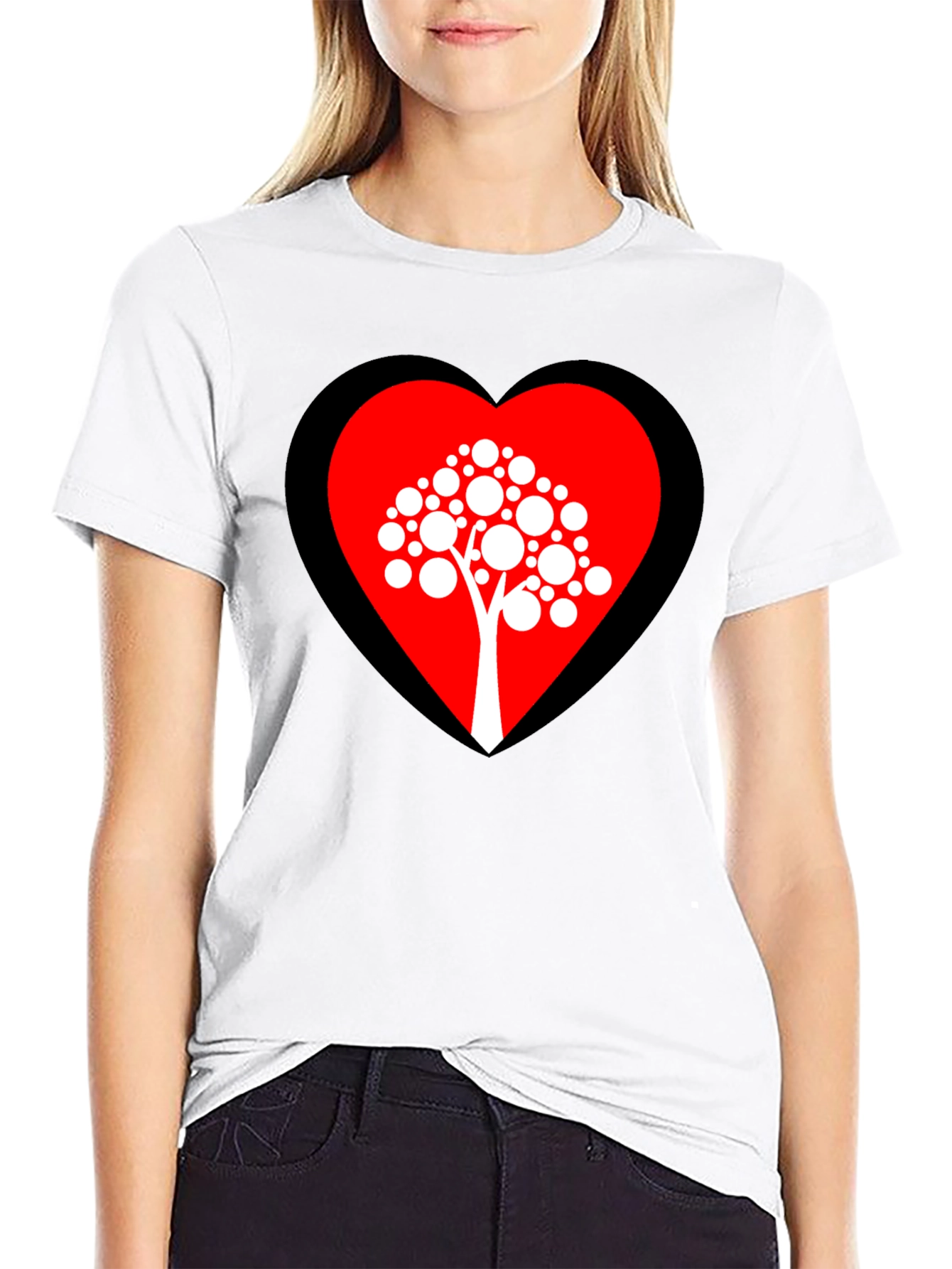 Heart Tree Graphic Tee - Black Cotton Blend Shirt