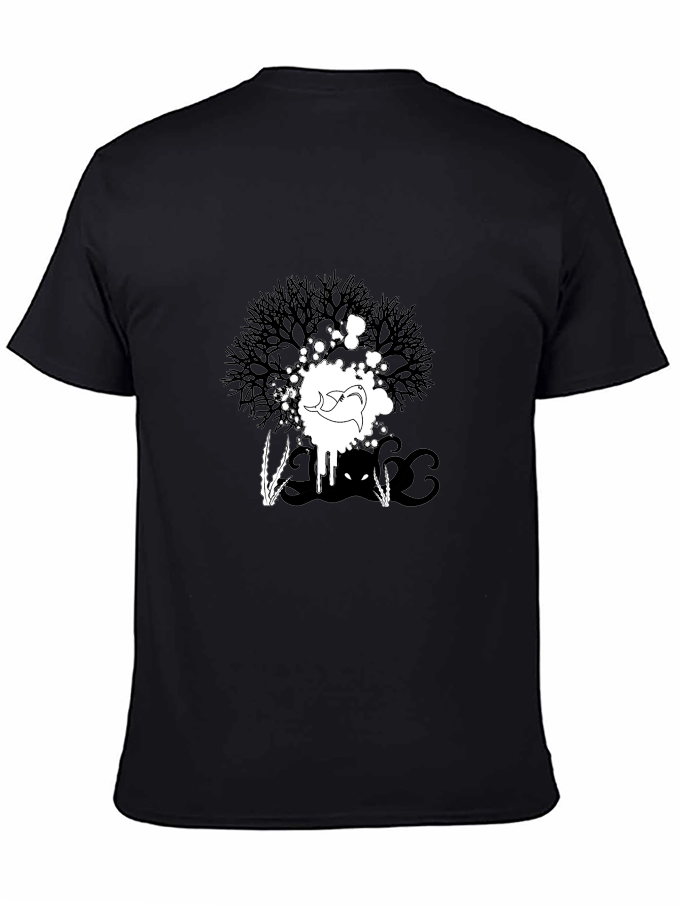 Abstract Graphic Print Tee - Black Casual T-Shirt