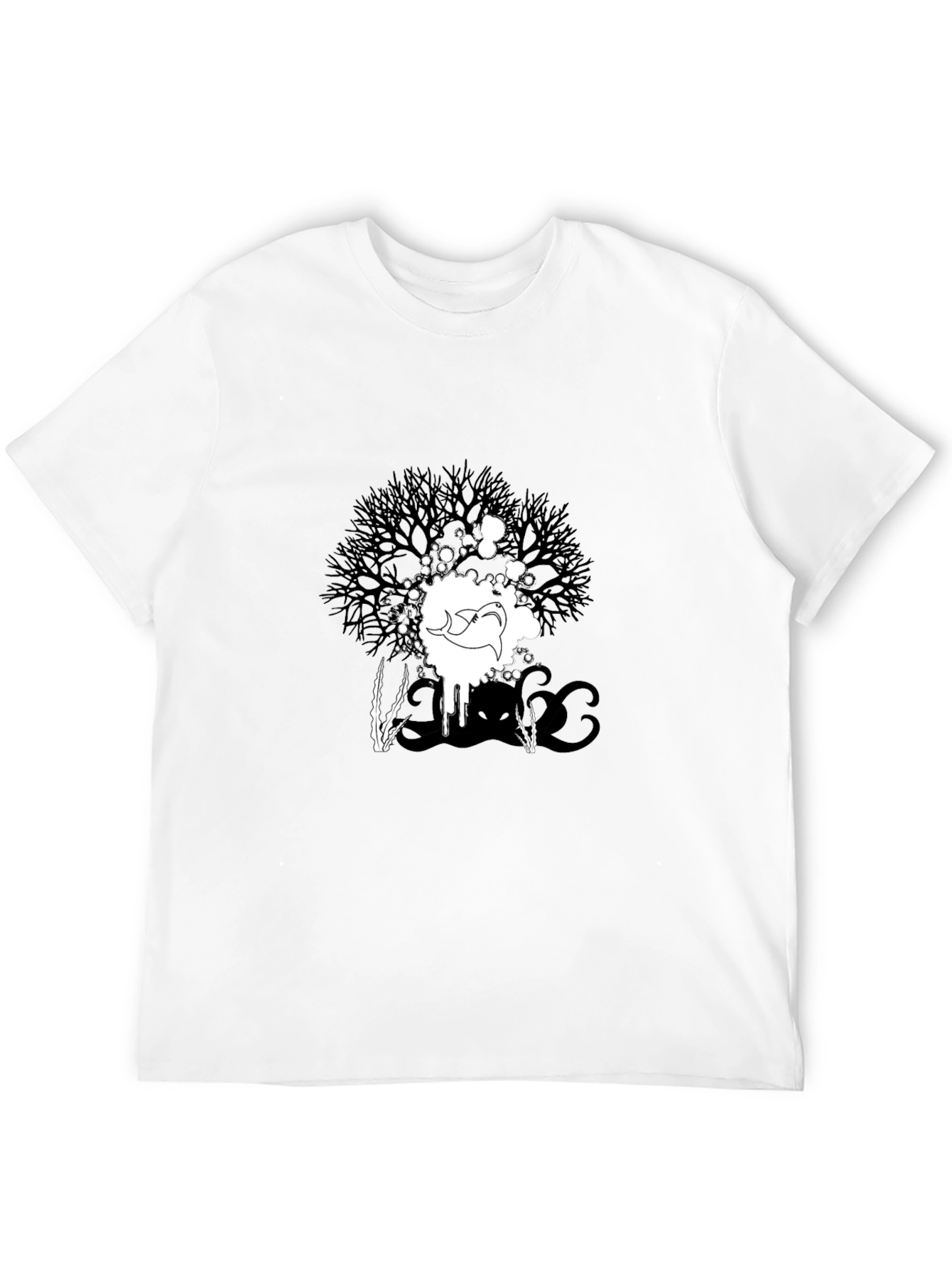 Abstract Graphic Print Tee - Black Casual T-Shirt