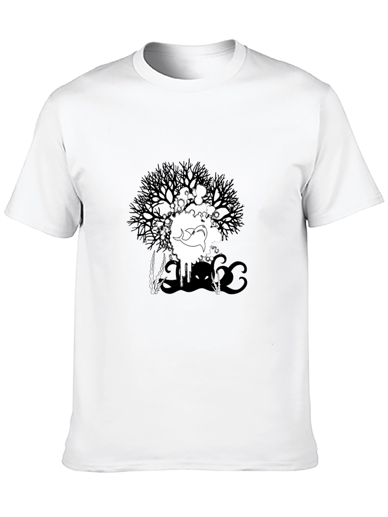 Abstract Graphic Print Tee - Black Casual T-Shirt