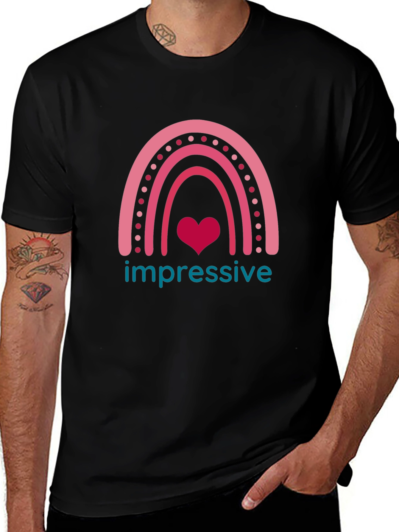 Impressive Heart Rainbow Graphic T-Shirt