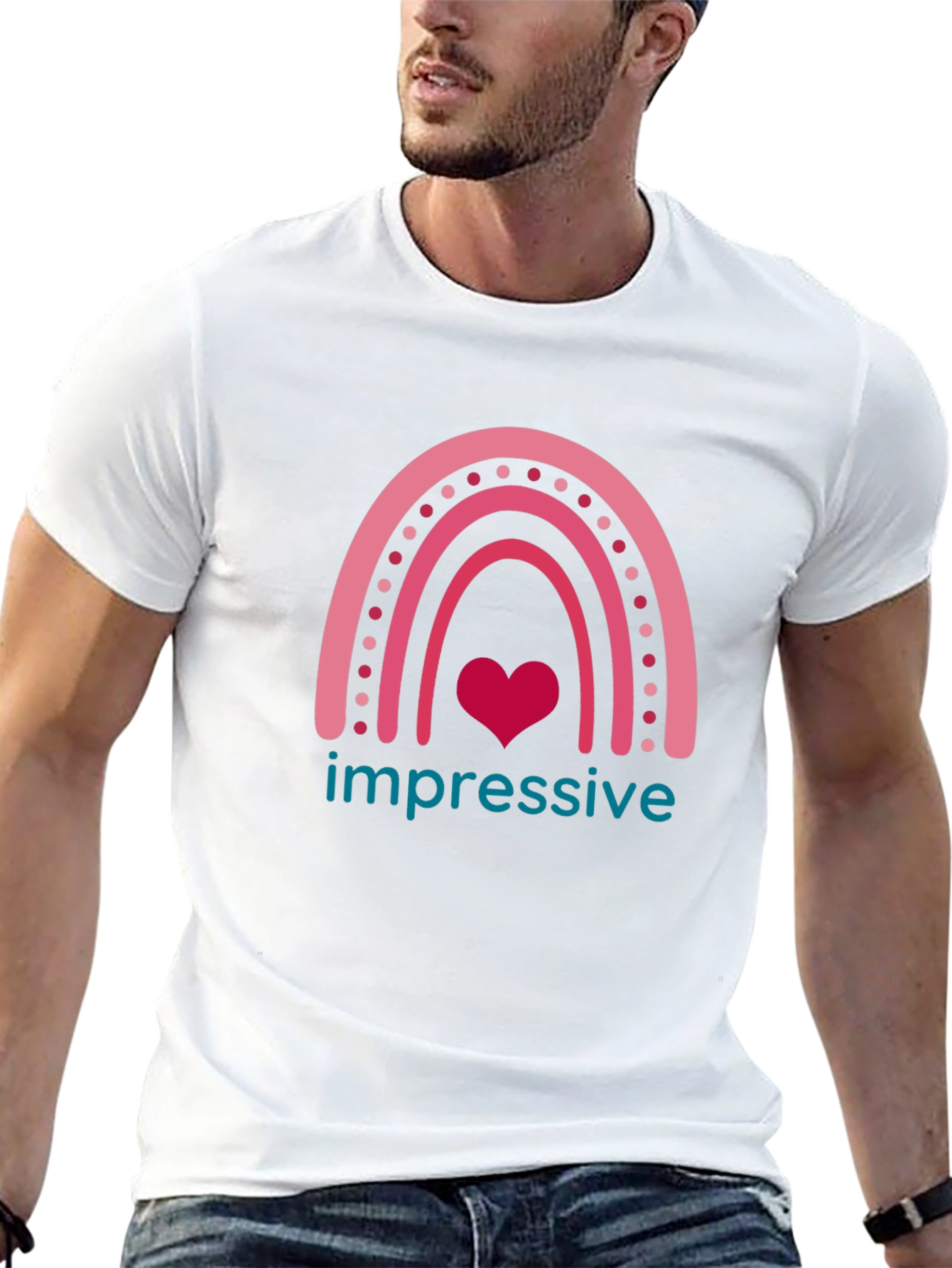 Impressive Heart Rainbow Graphic T-Shirt