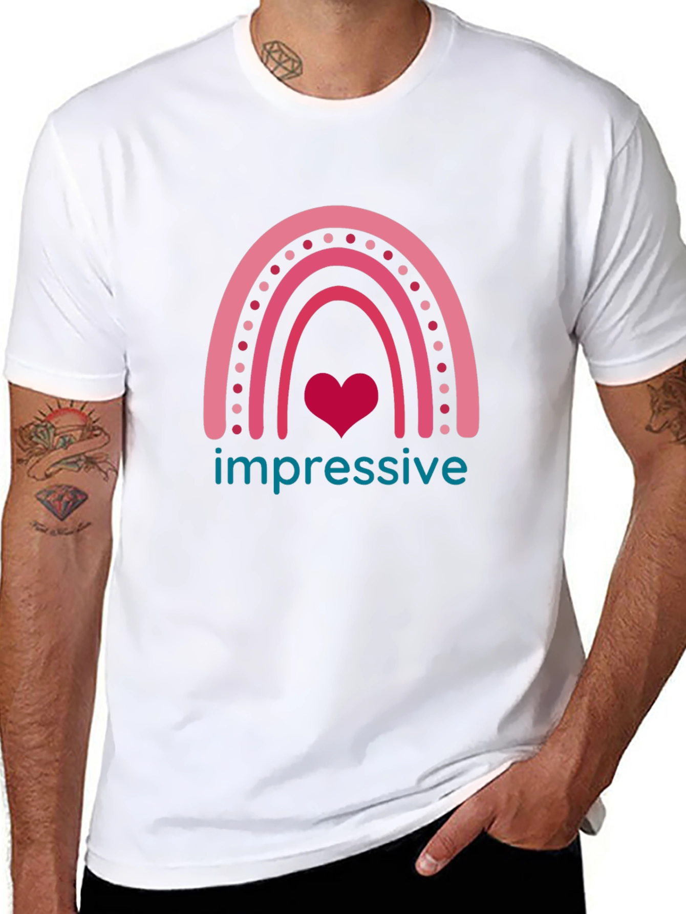 Impressive Heart Rainbow Graphic T-Shirt