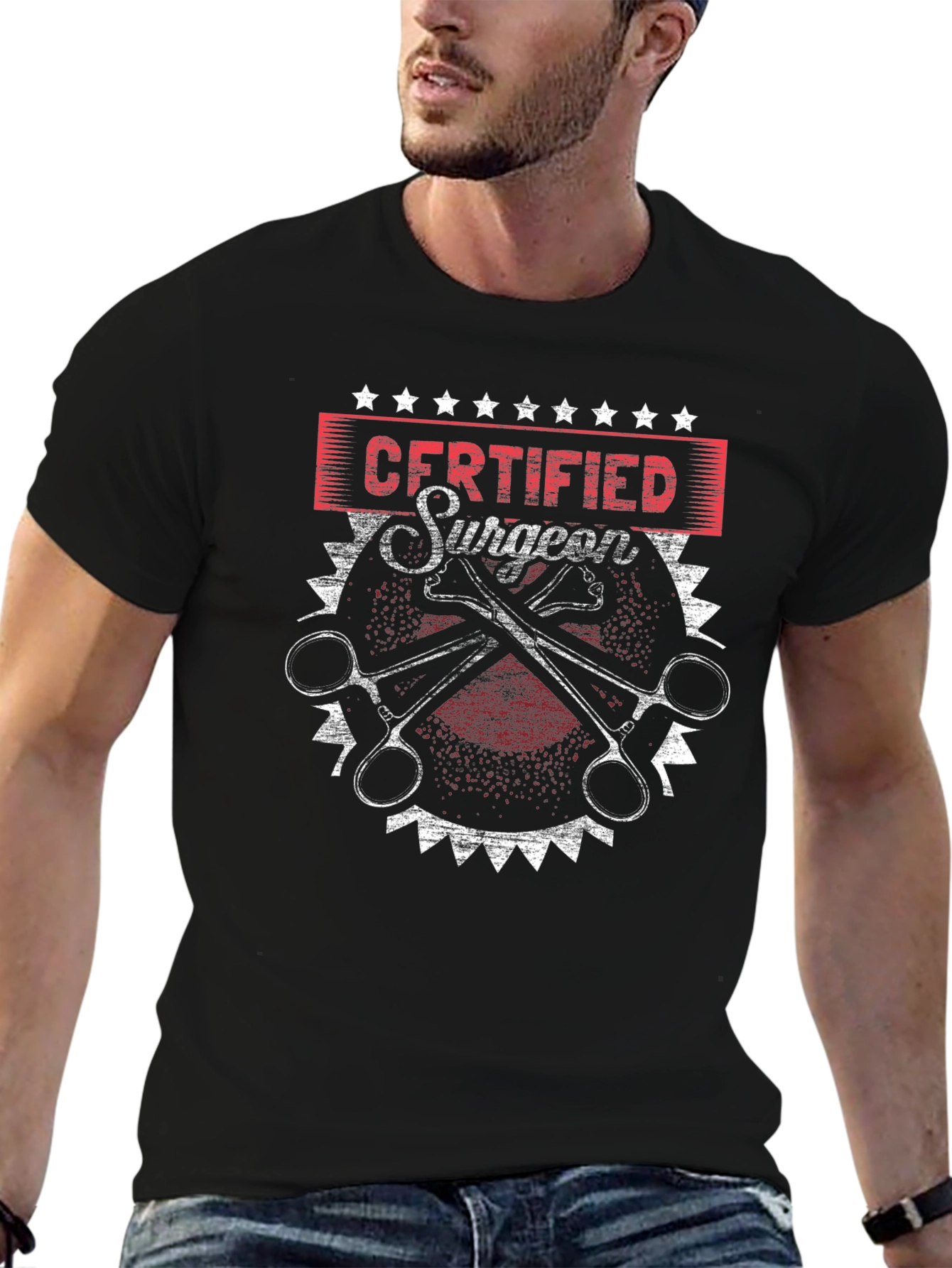 Certified Surgeon Graphic T-Shirt - Black Cotton
