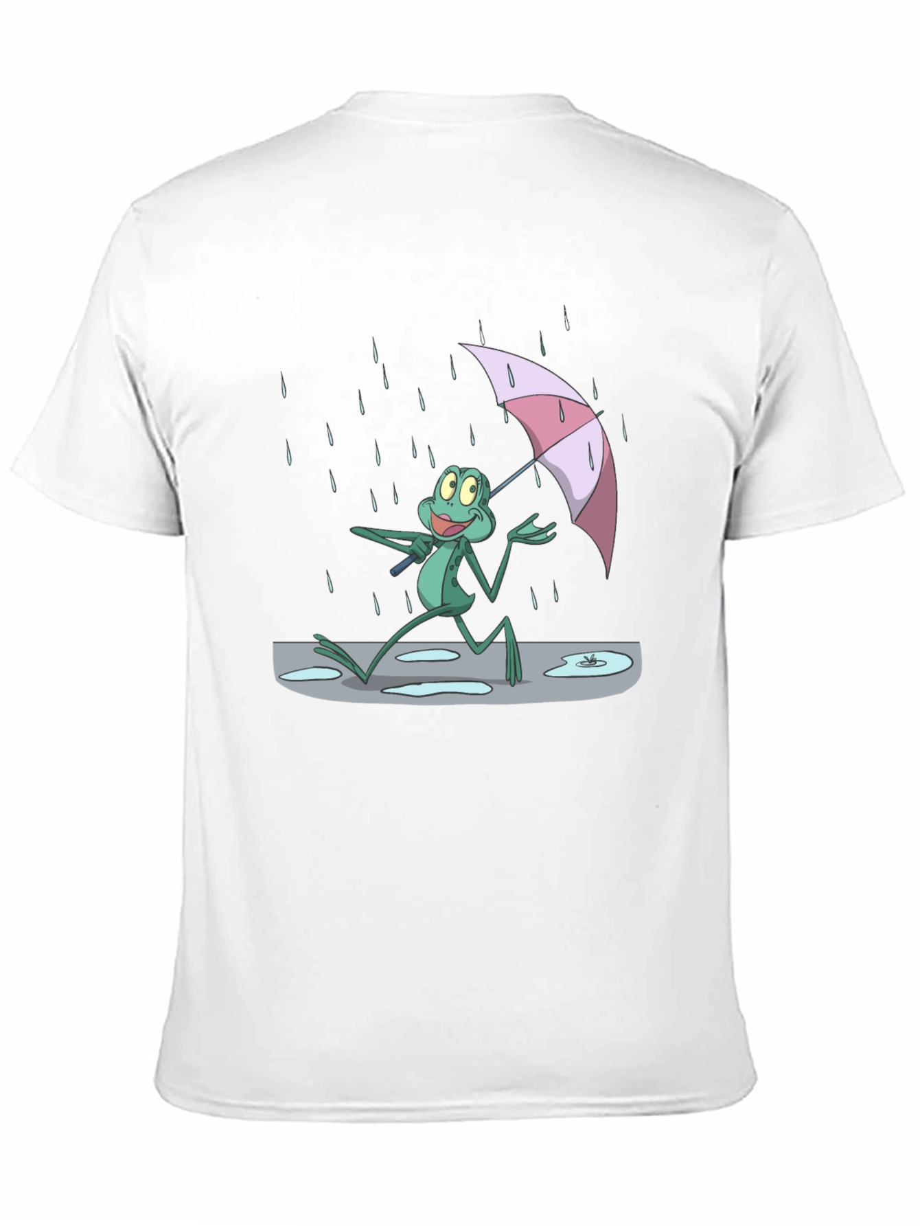 Frog Under Umbrella T-Shirt - Cartoon Print