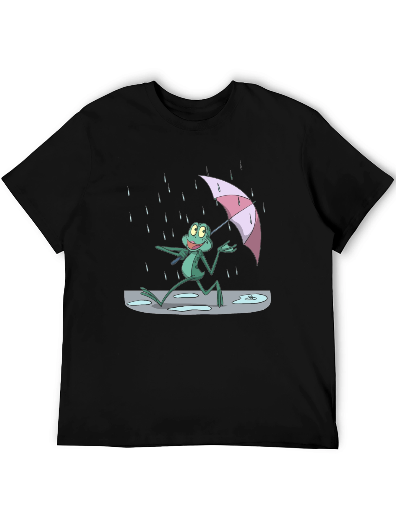 Frog Under Umbrella T-Shirt - Cartoon Print