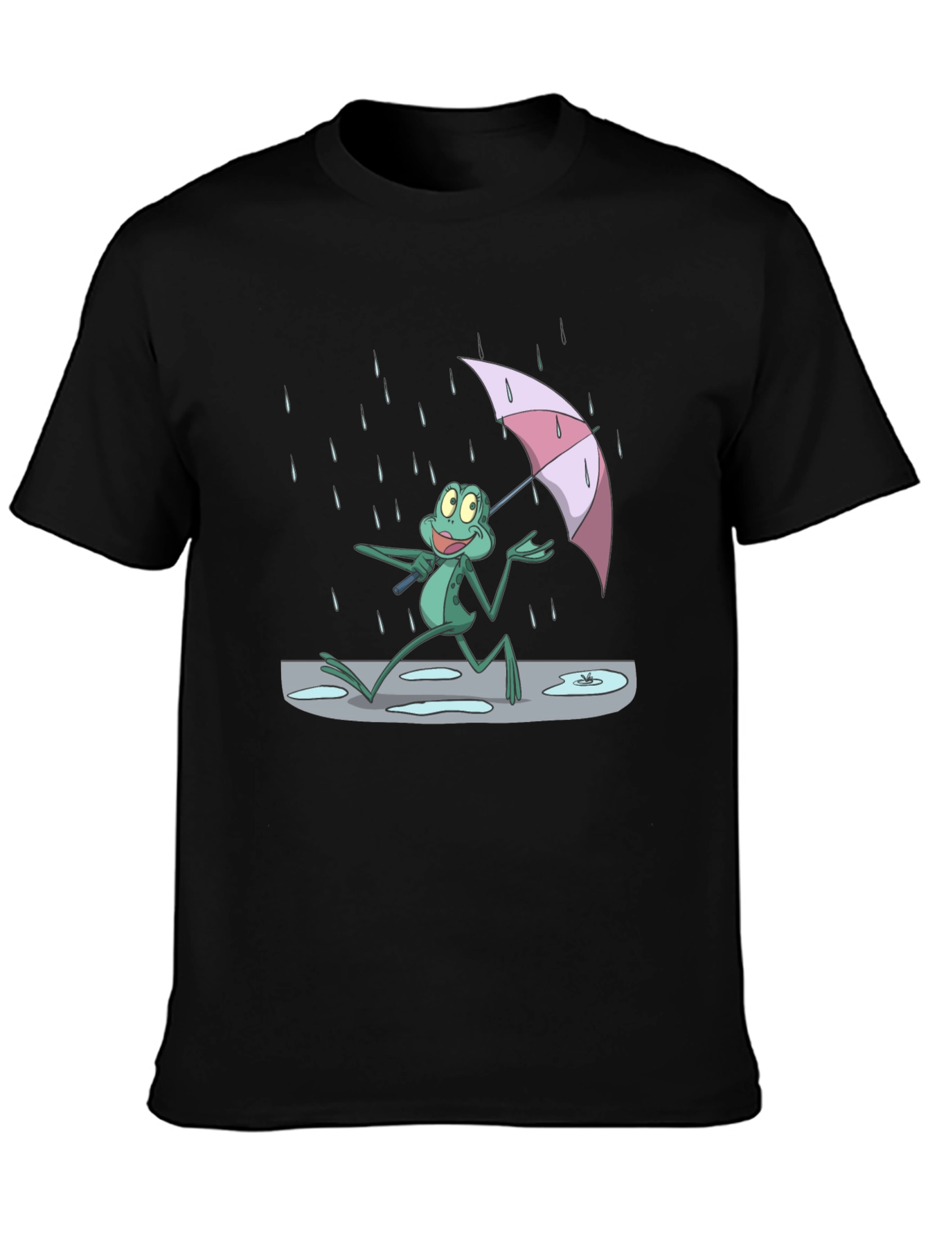 Frog Under Umbrella T-Shirt - Cartoon Print