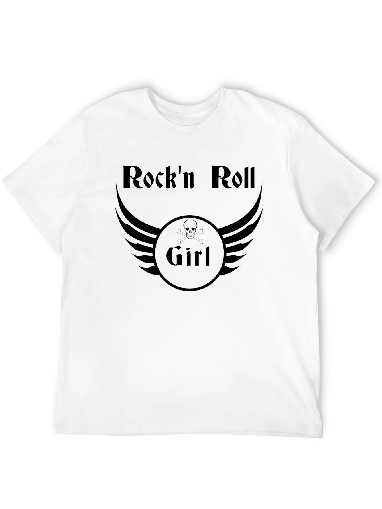 Rockn Roll Girl T-Shirt - Skull Wings Design