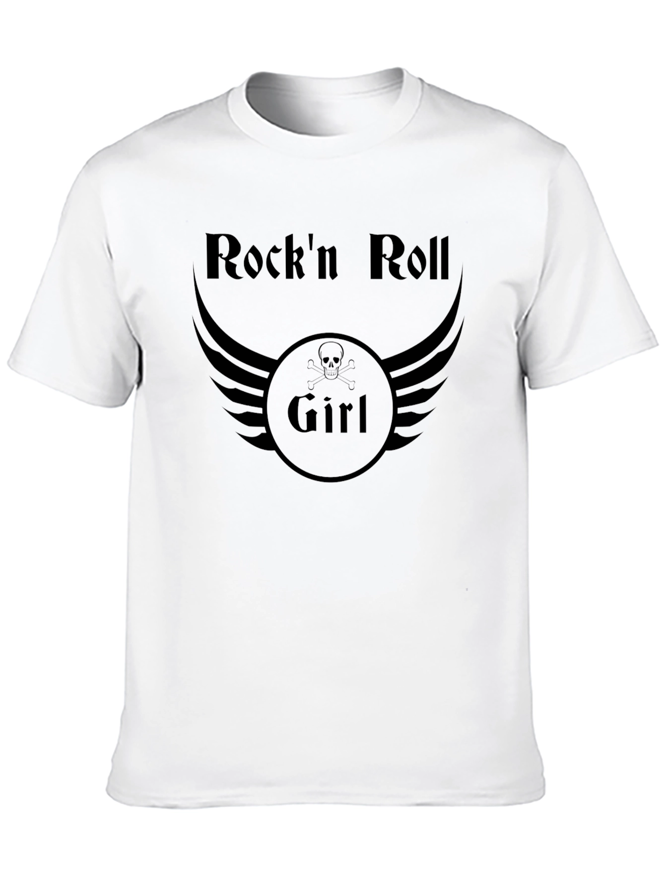 Rockn Roll Girl T-Shirt - Skull Wings Design